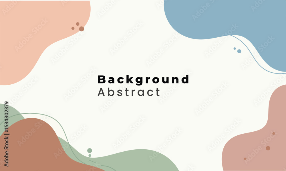 Fototapete modern abstract background with fluid curves and dot elements in earthy blue and beige tones with sp