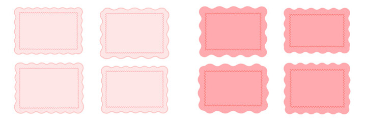 Decorative vector flats featuring pastel pink labels in various shapes for crafting and design projects