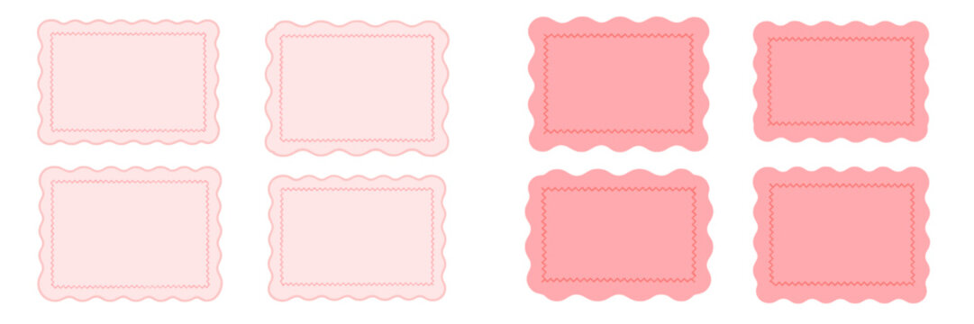 Decorative vector flats featuring pastel pink labels in various shapes for crafting and design projects
