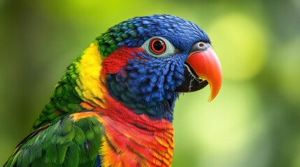 Naklejka premium Close-up portrait of a vibrant parrot