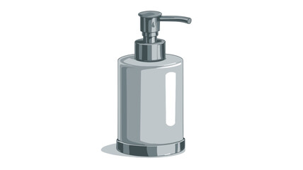 A digitally rendered illustration of a cylindrical soap or lotion dispenser. The dispenser is primarily light grey or off-white with a silver or chrome-colored pump mechanism. The image is clean,