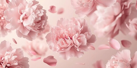 Fototapeta premium Delicate Pink Peonies in Flight (1)
