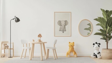 Child's room with animal prints
