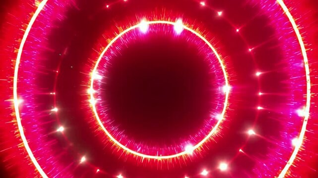 Abstract glowing circular frame in vibrant fuchsia