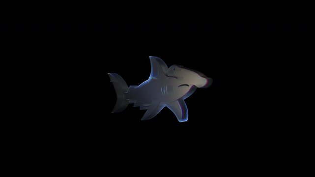 Futuristic hammerhead shark silhouette with glossy finish