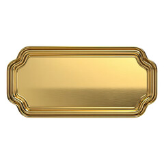 Shiny Gold Metal Nameplate with Blank Polished Surface on Transparent Background

