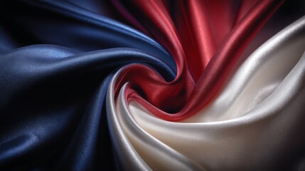 Red White Blue Silk Fabric Swirl Texture