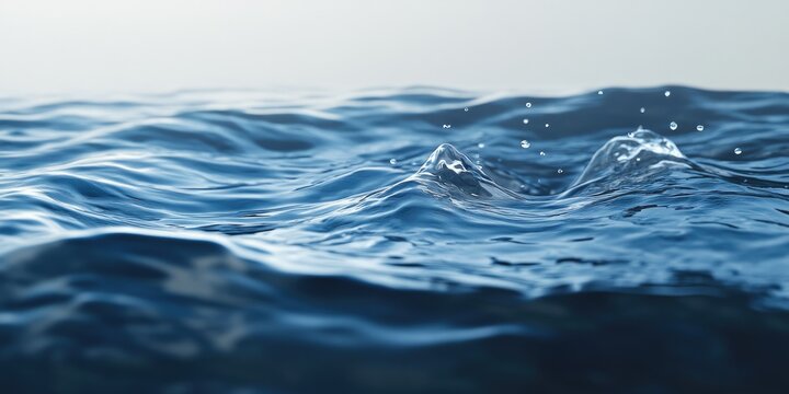 Close-up view of rippling, dark blue water with a splash