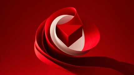 Abstract Red Paper Shapes 3D Geometric Design