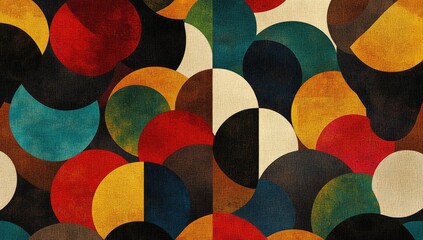 Abstract pattern of overlapping circles in various colors and shades