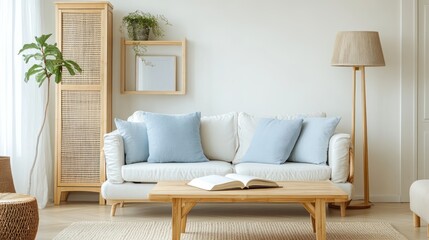 Obraz premium Light and airy living room with natural elements