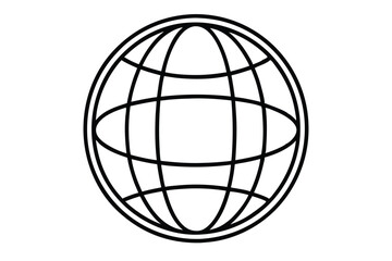 Minimalist Black Outline Globe Design, Representing Global Connection and International Communication Concept