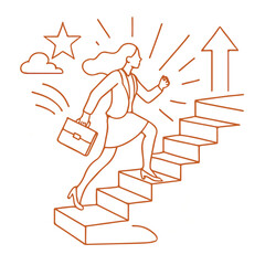 vector of a woman climbing the stairs to reach her career