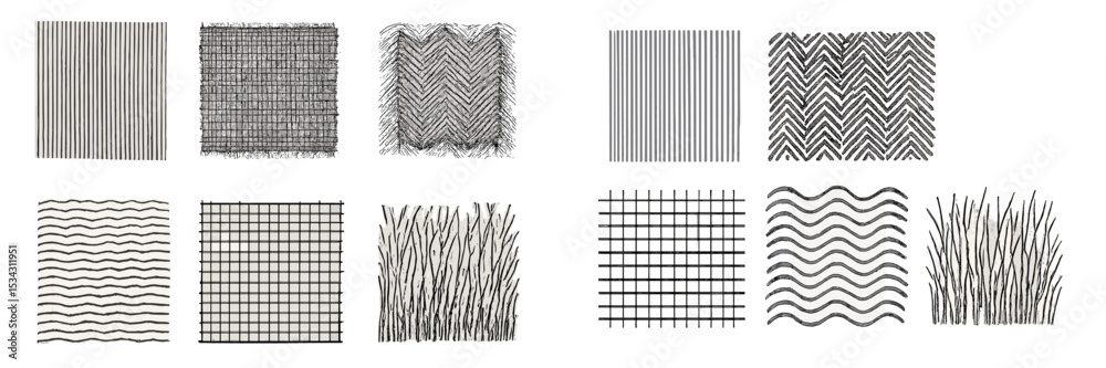 Poster Various textured patterns in a vector flat illustration showcasing lines and shapes for design inspiration