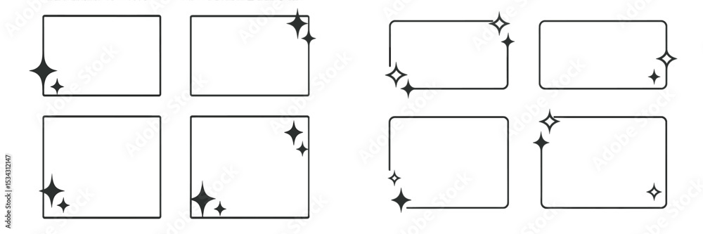 Poster Dynamic vector flat illustration of sparkling frames with star accents for creative design applications