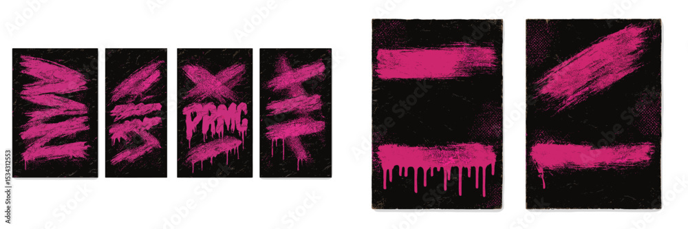 Poster bright pink abstract artwork layered on a textured black background expressing emotion through bold 