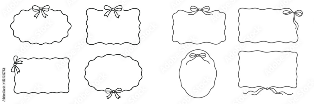 Poster vector flat illustration of decorative frames with bows suitable for invitations, announcements, or 