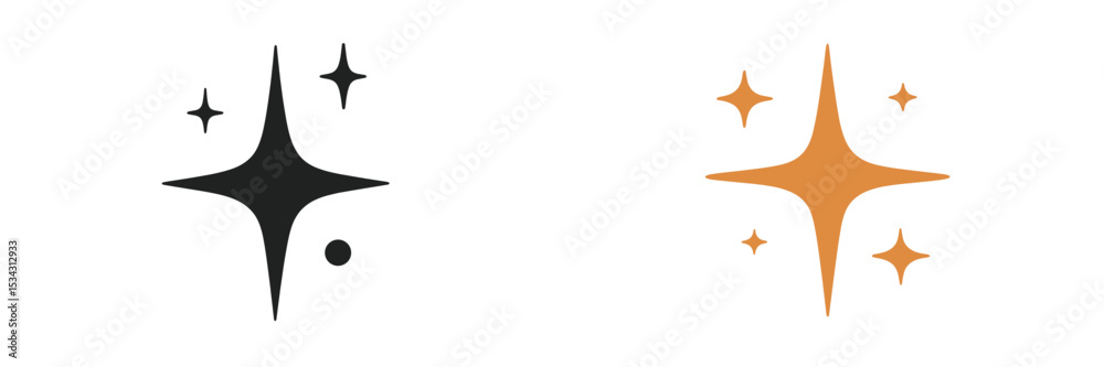 Poster vector flat illustration of unique star shapes in contrasting colors creating a magical and vibrant 