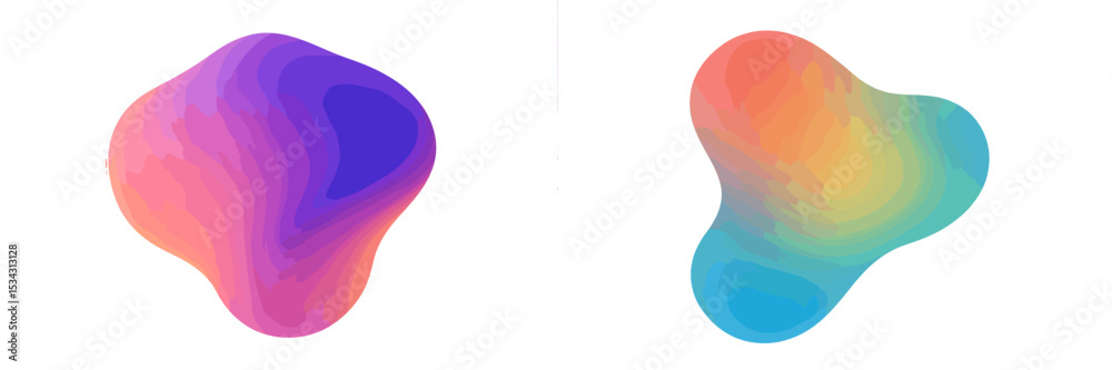 Poster colorful abstract shapes blending together in a vibrant digital design suitable for modern art or ba