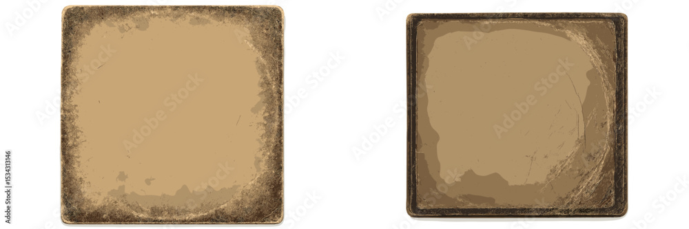 Aufkleber vintage flat vector illustration of two square textured surfaces with a rustic finish