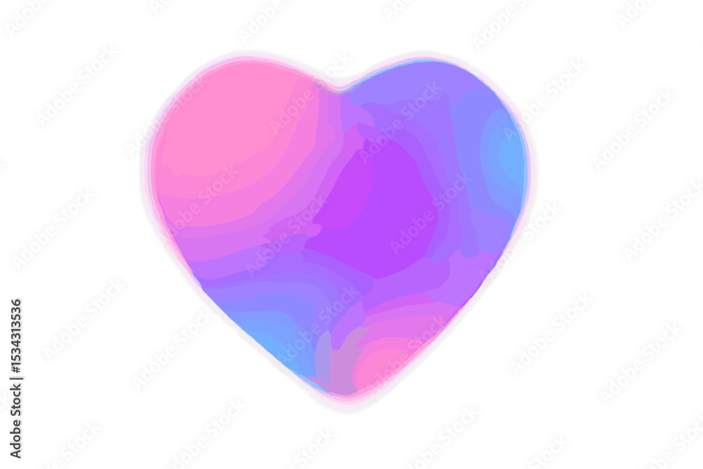 Poster colorful heart shape with a soft gradient blending pink and blue hues showcasing a modern abstract d