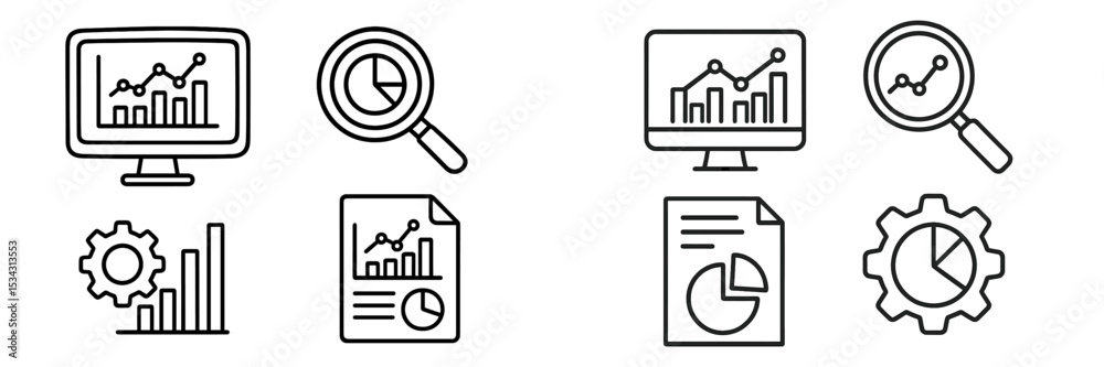 Aufkleber Visual representation of data analysis and monitoring through charts and graphs in various formats