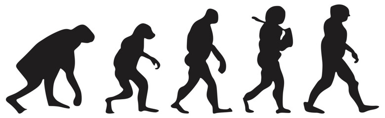 Human Evolution Silhouette Progress Illustration.