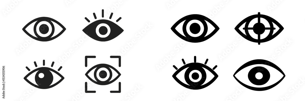 Poster Eye symbol vector flat illustration set showcasing various styles and design elements for visual representation
