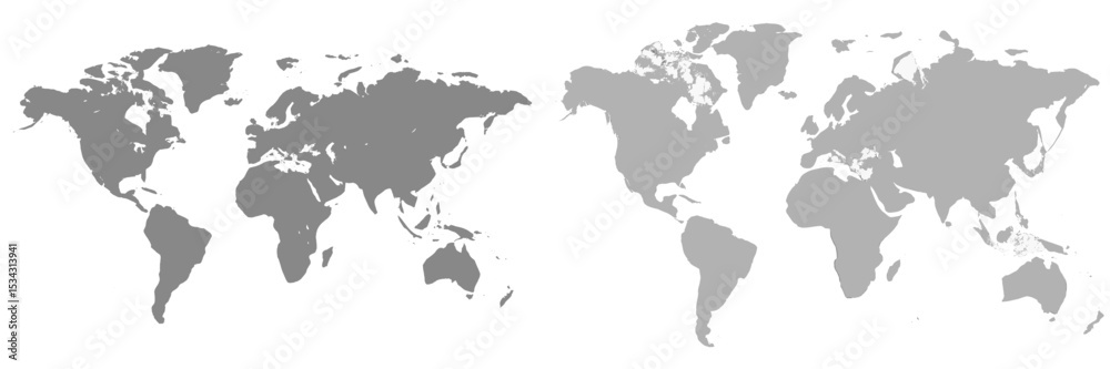 Aufkleber various world continents illustrated in a flat vector style showcasing geographical boundaries on a 