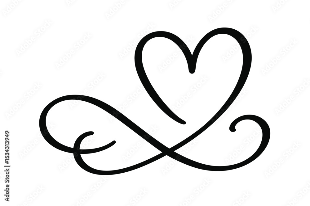 Aufkleber Stylized heart illustration with flowing lines and curves in a minimalist design suitable for various artistic applications
