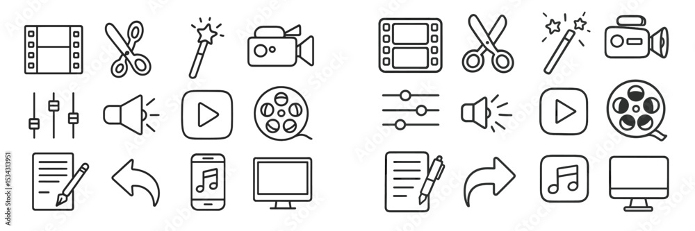Poster creative media tools and elements illustrated in vector flat style showcasing various editing and pr