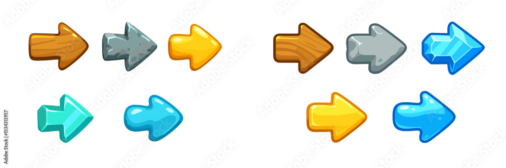 Poster Colorful vector illustration of directional arrows and gems designed for video game interfaces and creative projects