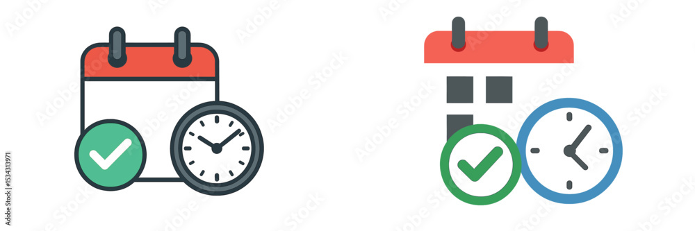 Poster Calendar and clock icons representing scheduling and time management for productivity
