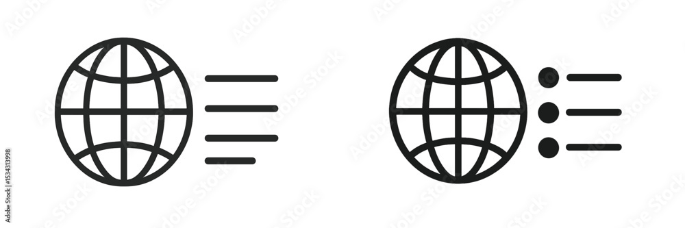 Poster Vector flat illustration depicting global connectivity and data flow through moving lines and dots
