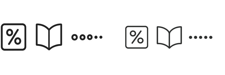 Vector flat illustration displaying open book and percentage symbols for educational or financial content