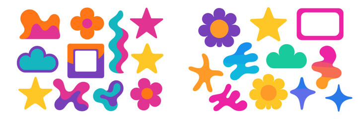 Colorful vector flat illustration featuring abstract shapes and playful designs in vibrant hues suitable for creative projects