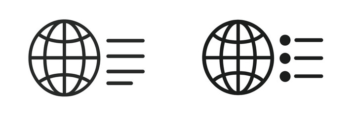 Vector flat illustration depicting global connectivity and data flow through moving lines and dots