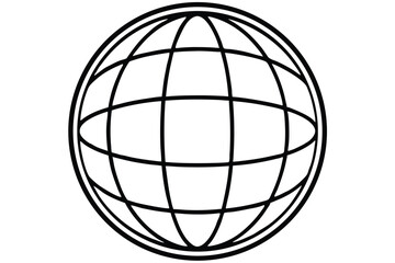 Black and White Globe Grid Illustration Simple Graphic of the Earth Structure