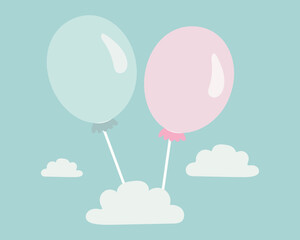 Playful Balloons on a Blue Background for a Festive and Joyful Children’s Party Theme Vector illustration