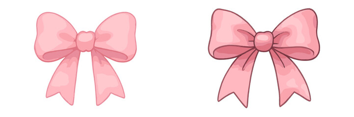 Pink ribbon bows in vector flat illustration showcasing elegant design and modern aesthetic suitable for various decorative purposes