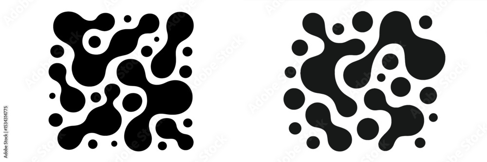 Aufkleber Unique abstract vector flat illustration with dynamic shapes and patterns in contrasting black patterns on a white background
