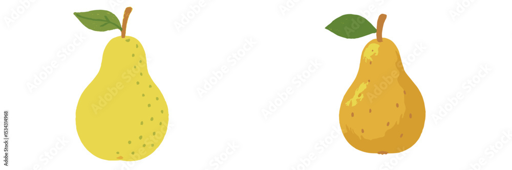 Poster Two distinct pear illustrations showcasing different ripeness levels in a minimalist style