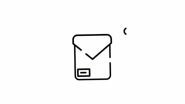 Envelope for Postal Delivery &ndash; Animated Looping Video, Alpha Channel, Line Art Style