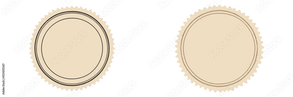 Poster simple vector flat illustration of round blank labels with decorative edges for design and marking p