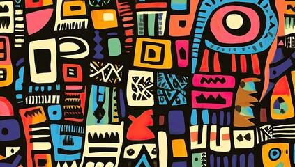 Obraz premium Vibrant abstract pattern with bold shapes and colors