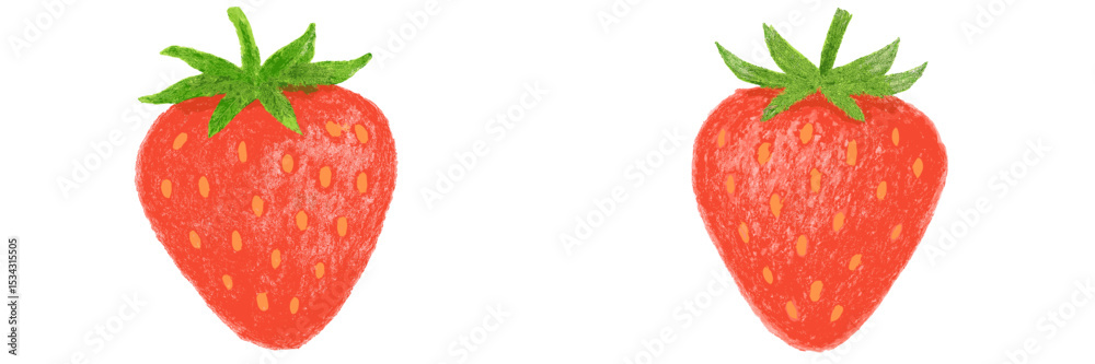 Poster fresh strawberries with vibrant red color and green leaves in a flat vector illustration setting