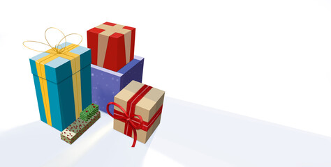 illustration Decorative Christmas with gift gold gift background handmade painting