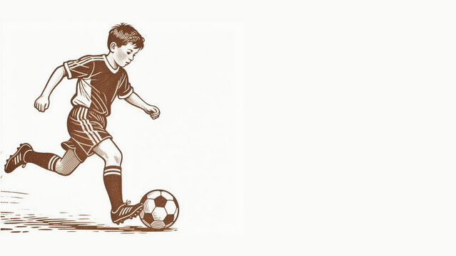 reative Abstract Commercial Background: Dynamic Woodcut-Style Illustration of Running Boy. Versatile Design for Posters, Banners, Book Covers, and Financial Tech Presentations. AI-Generated Artistic E