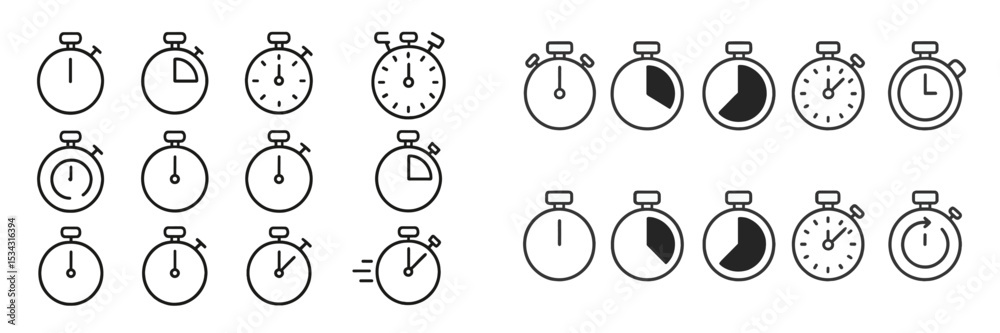 Aufkleber Collection of timer icons showcasing different time intervals and countdowns for various activities and purposes