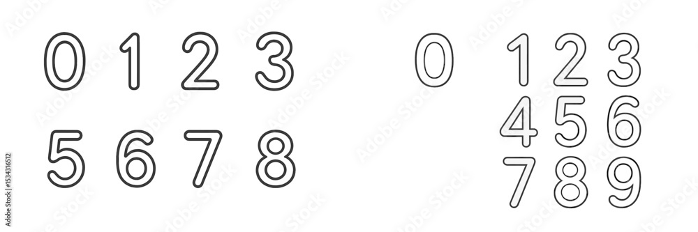 Aufkleber Vector flat illustration of numbers in modern style showcasing a minimalistic design with clear lines suitable for various applications